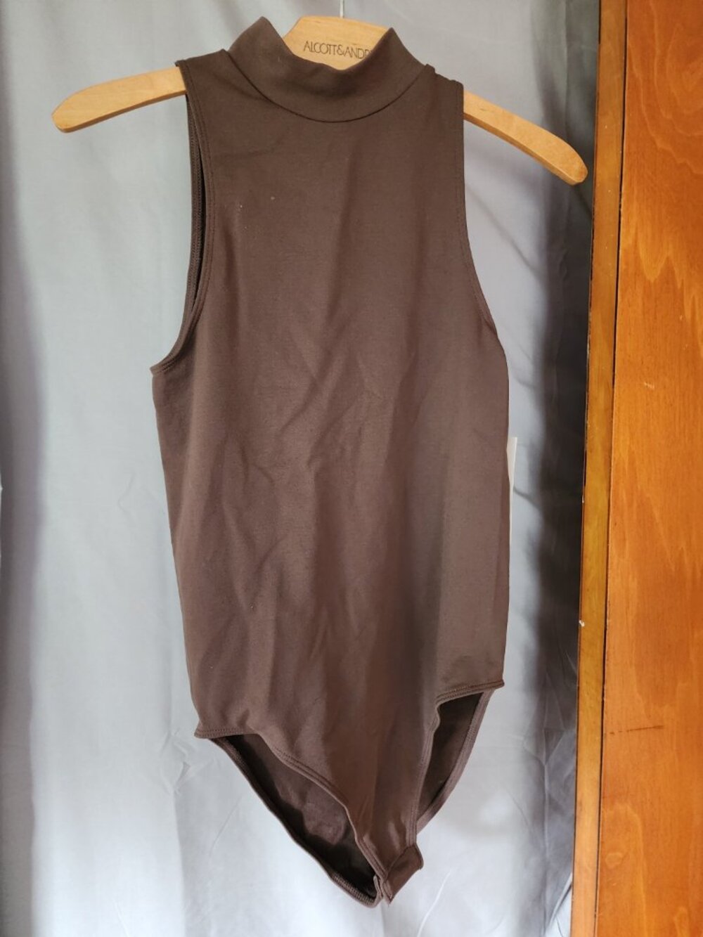 A New Day Chocolate Brown Sleeveless Mock Neck Bodysuit XS NWT